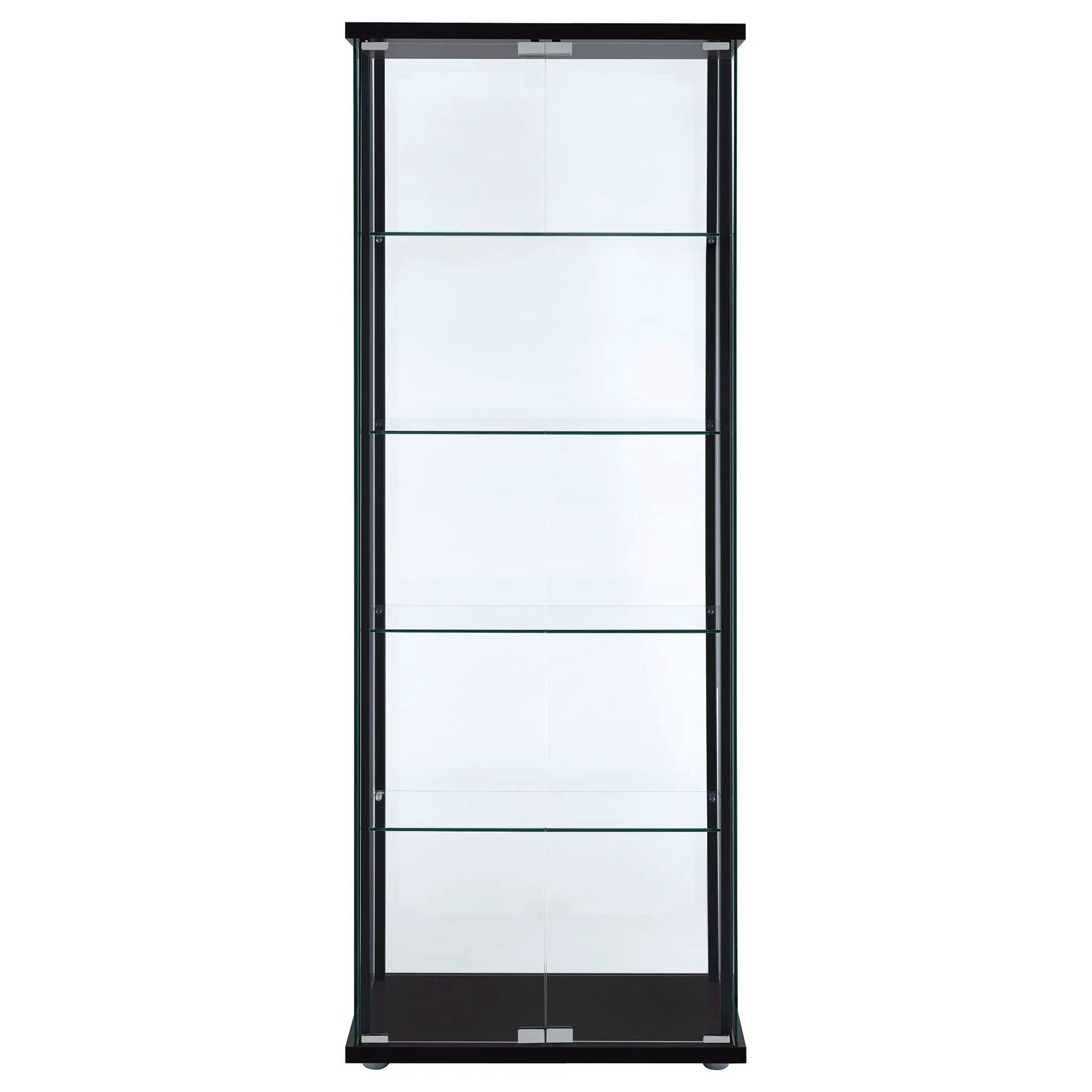 Delphinium 4-Shelf Clear Glass Curio Display Cabinet Black by Unique Piece Furniture