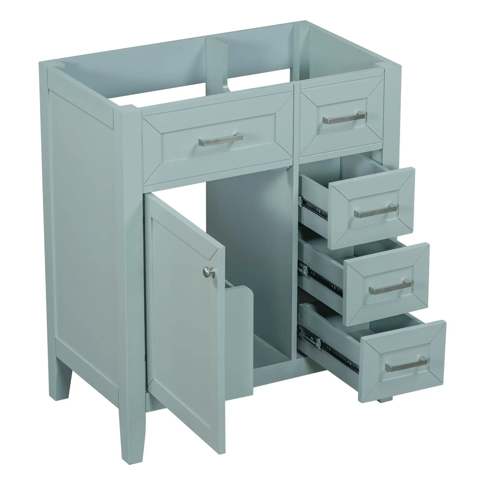 30" Bathroom Vanity Without Sink, Cabinet Base Only, Bathroom Cabinet With Drawers - Green by HouseOfZazla
