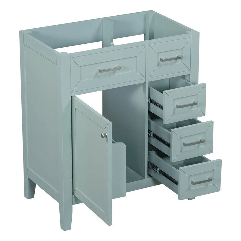 30" Bathroom Vanity Without Sink, Cabinet Base Only, Bathroom Cabinet With Drawers - Green by HouseOfZazla
