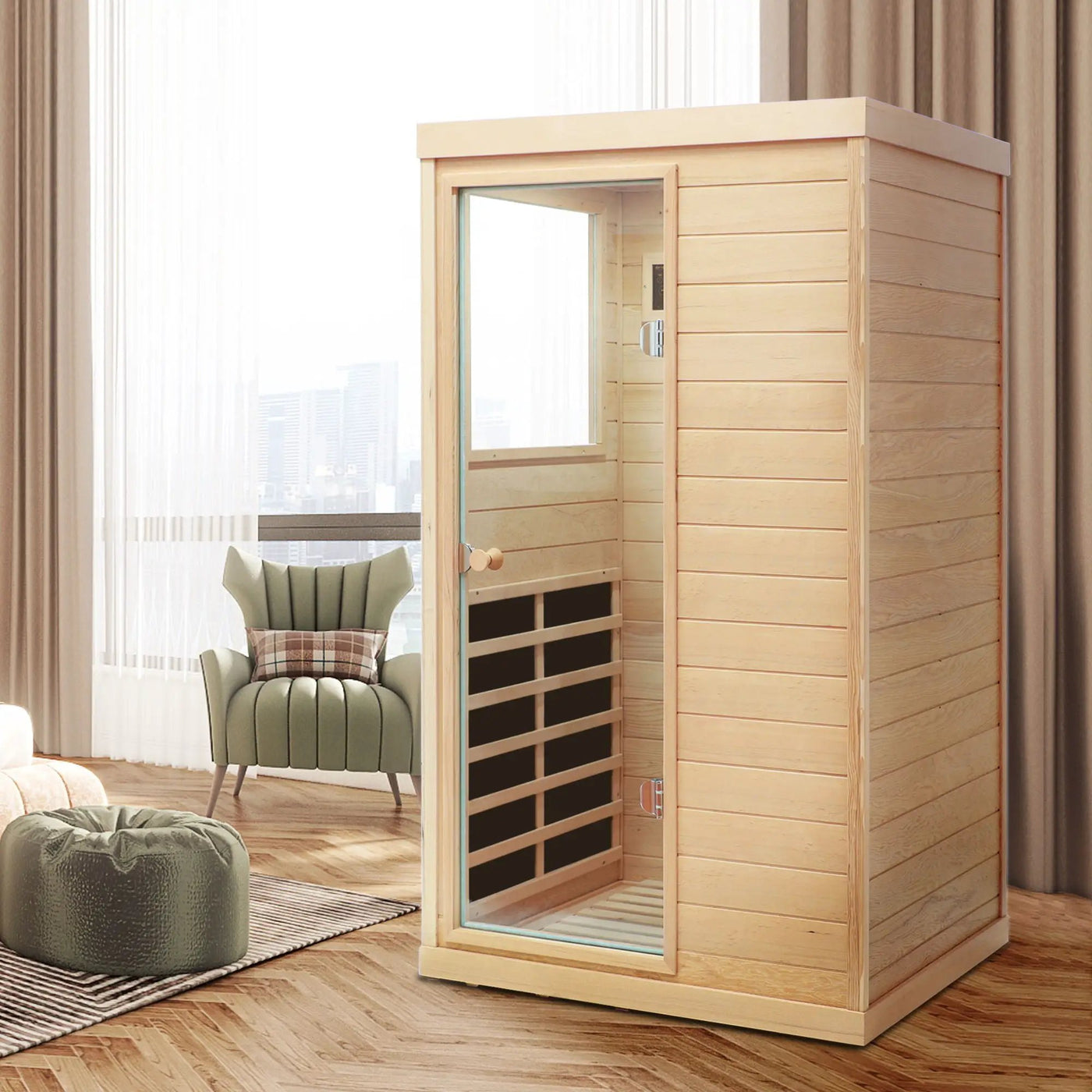 Hemlock Mini 1 Person Far Infrared Door Indoor Sauna Room by HouseOfZazla