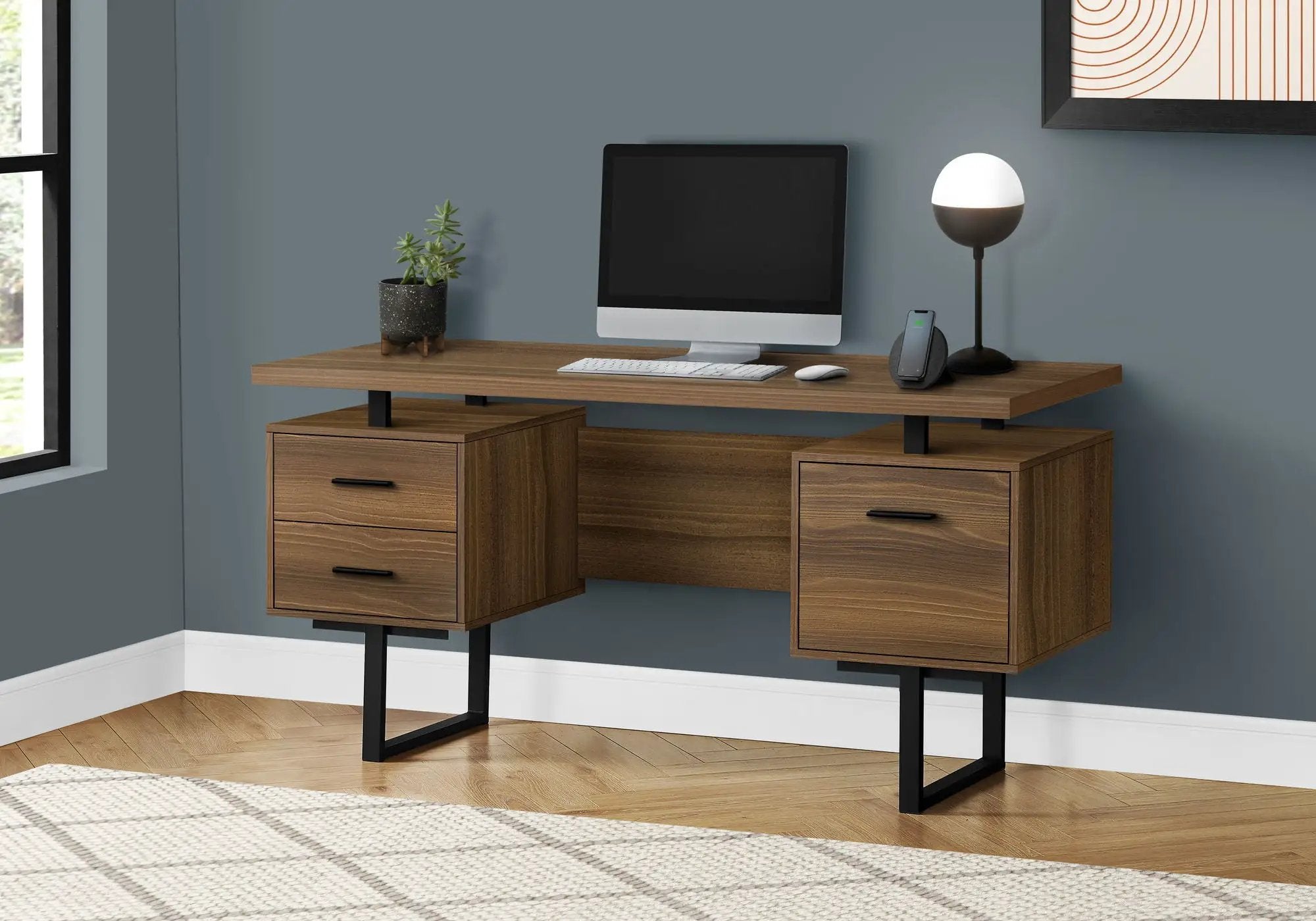 Computer Desk For Home Office, Laptop, Left, Right Set - Up, Storage Drawers, Contemporary & Modern by Unique Piece Furniture
