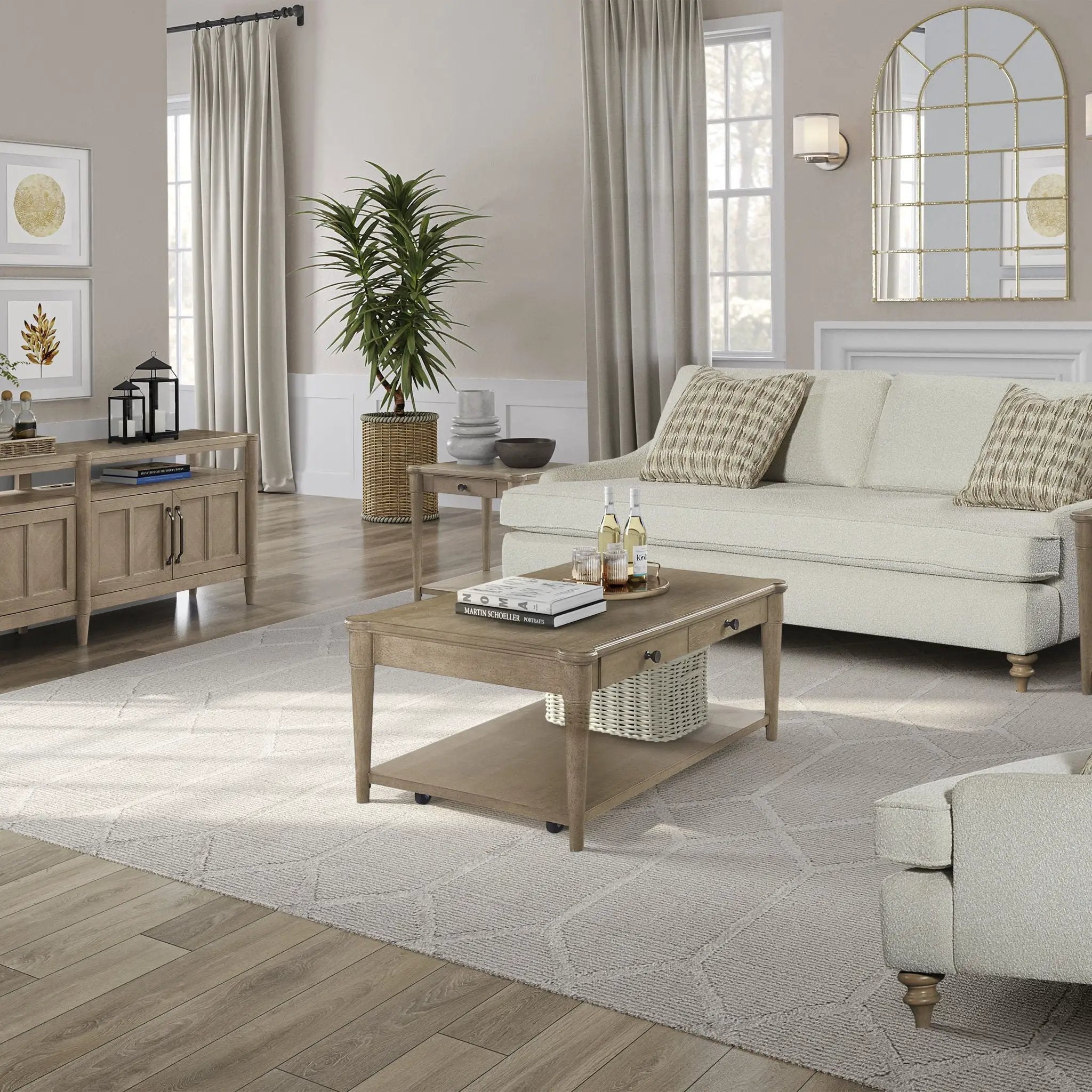 Cocktail Table With Two Storage Drawers And Casters by Unique Piece Furniture