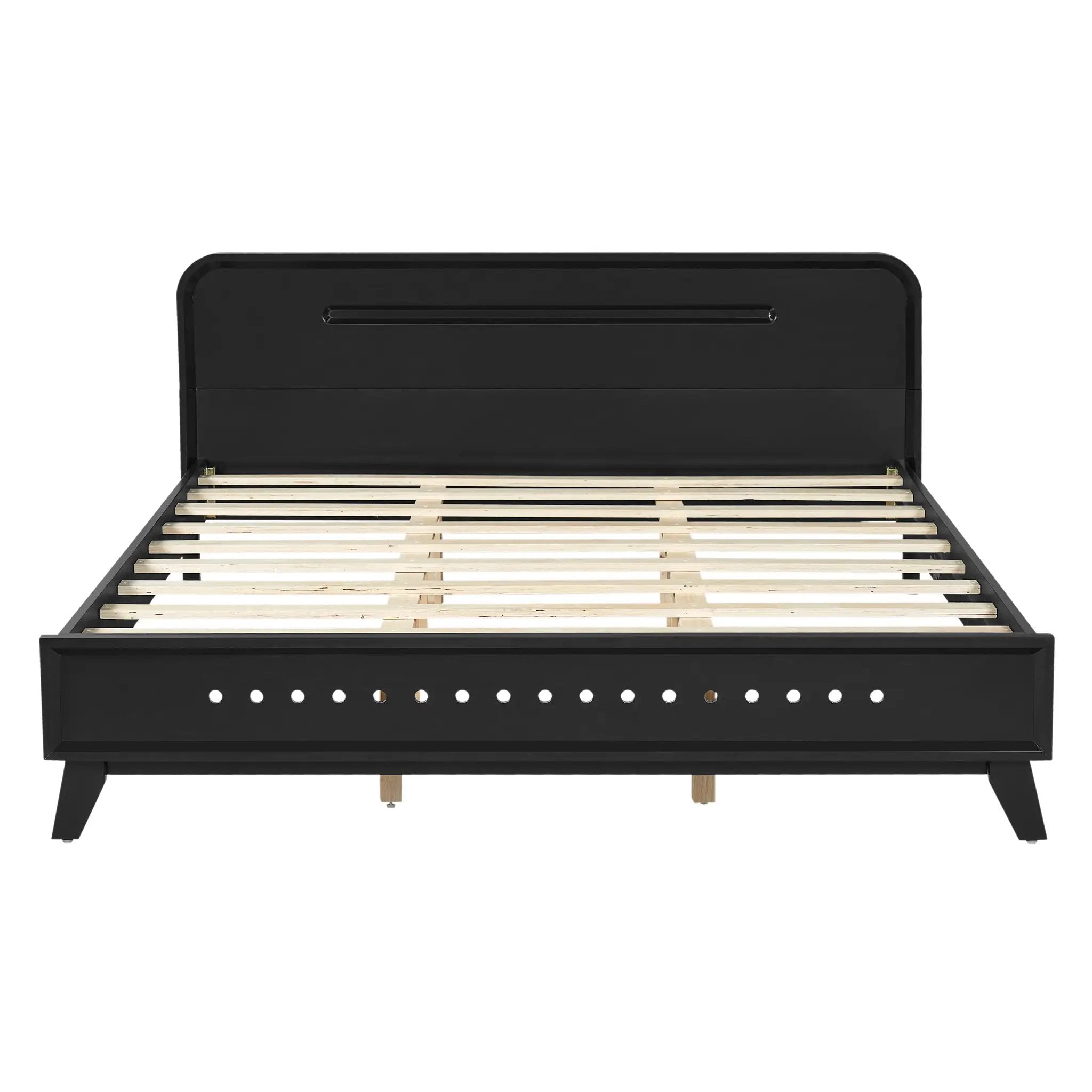 Pine Solid Wood Queen Size Bed, Solid and Stable, No Box Spring Needed by HouseOfZazla