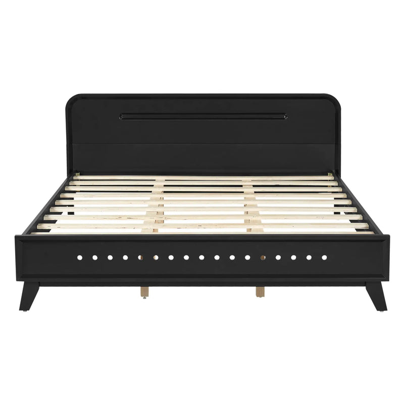 Pine Solid Wood Queen Size Bed, Solid and Stable, No Box Spring Needed by HouseOfZazla