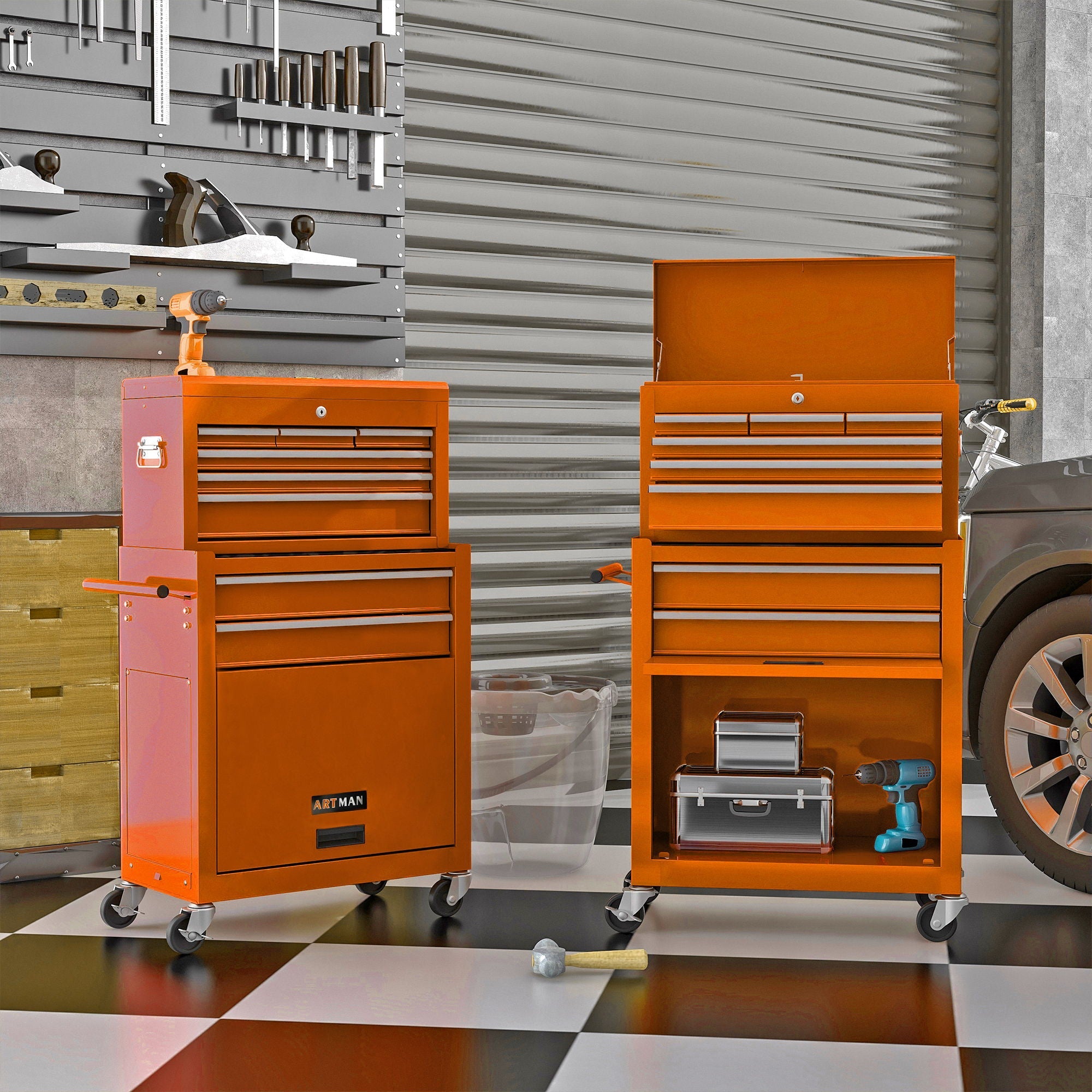 High Capacity Rolling Tool Chest With Wheels And Drawers, Storage Cabinet by HouseOfZazla