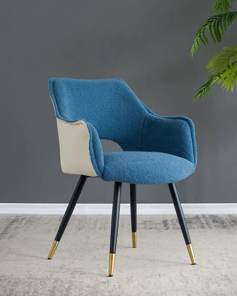 Side Chair, Living Room Bedroom Kitchen Vanity Accent Chair (Set of 2) - Blue by HouseOfZazla