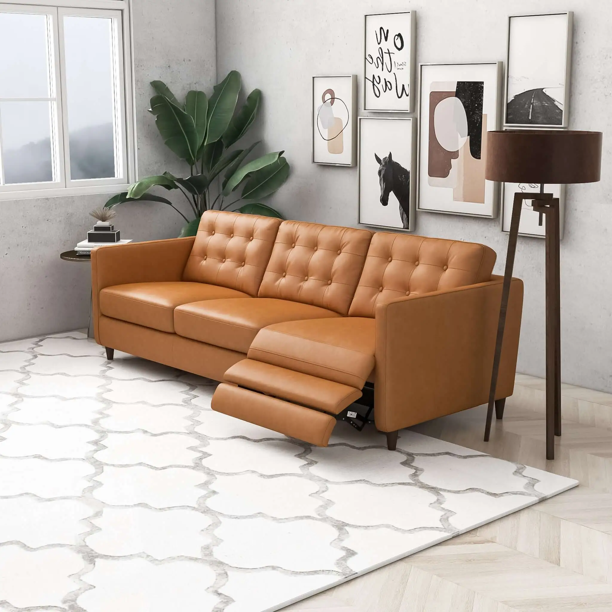 Christopher Tan Leather Electric Inclining Sofa by HouseOfZazla