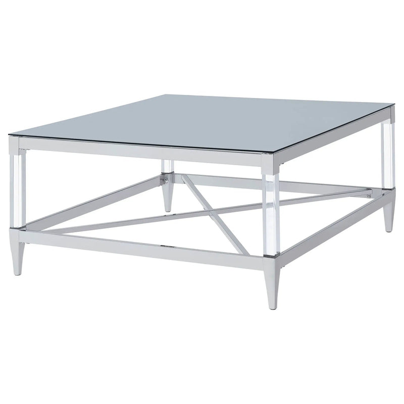 Lindley Square Tempered Mirror Acrylic Coffee Table Chrome by Unique Piece Furniture