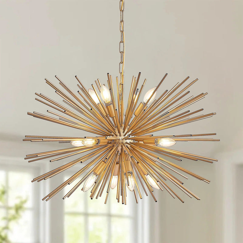 29" Mid-Century Modern 12-Light Starburst Chandelier by HouseOfZazla