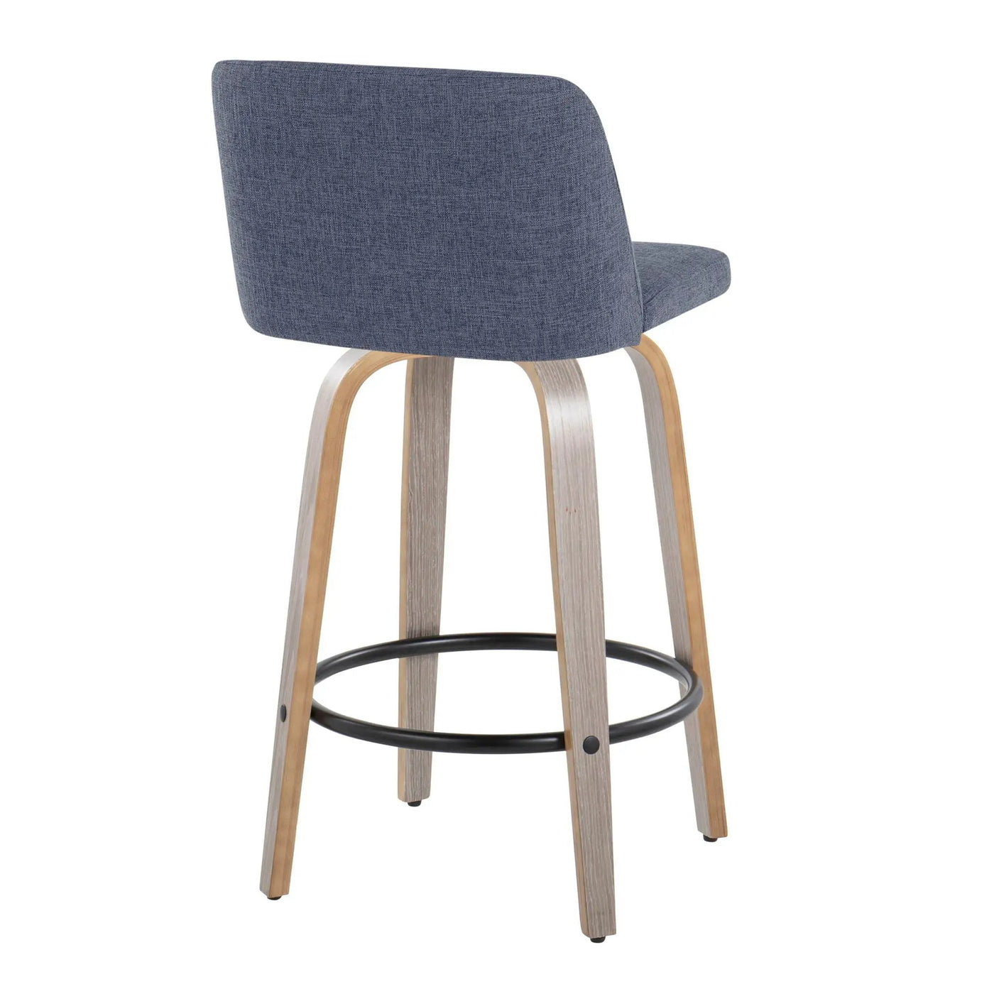 Toriano - Contemporary Fixed Height Counter Stool With Swivel & Round Footrest (Set of 2) by HouseOfZazla