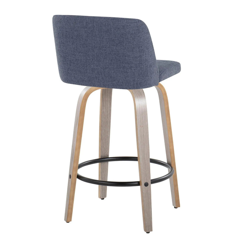 Toriano - Contemporary Fixed Height Counter Stool With Swivel & Round Footrest (Set of 2) by HouseOfZazla