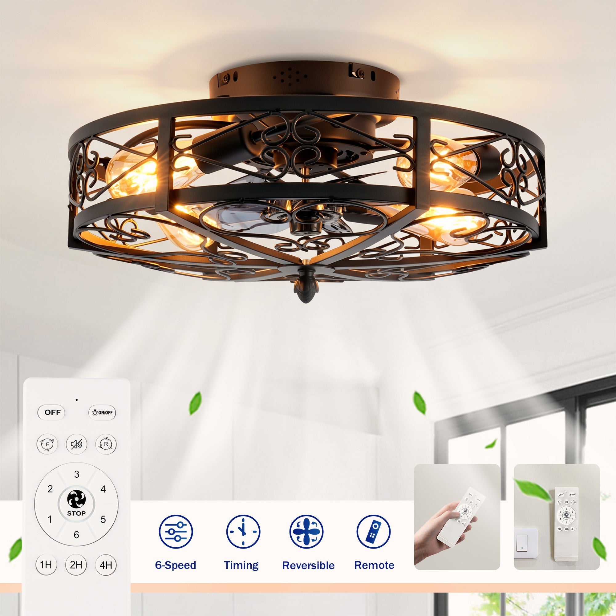 20" Mounting Type Ceiling Fan with Reversible Motor and Remote Control by HouseOfZazla