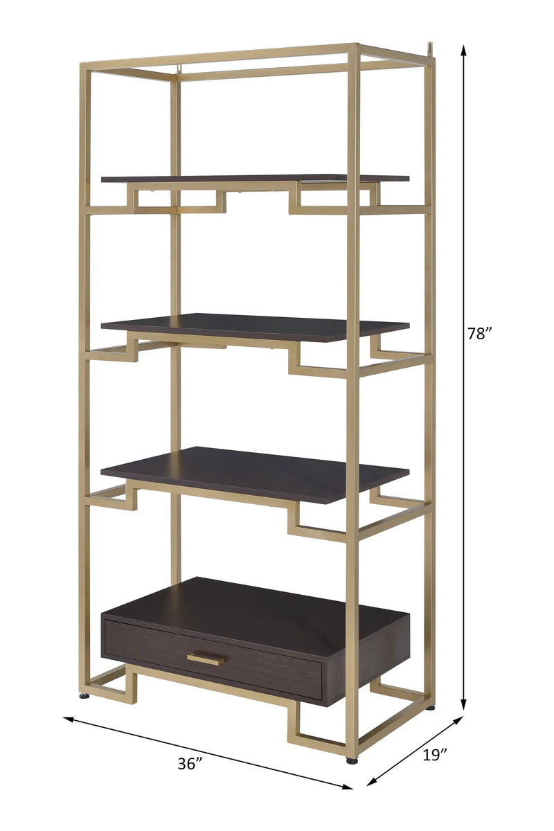 Yumia - Bookshelf - Gold & Walnut by Unique Piece Furniture