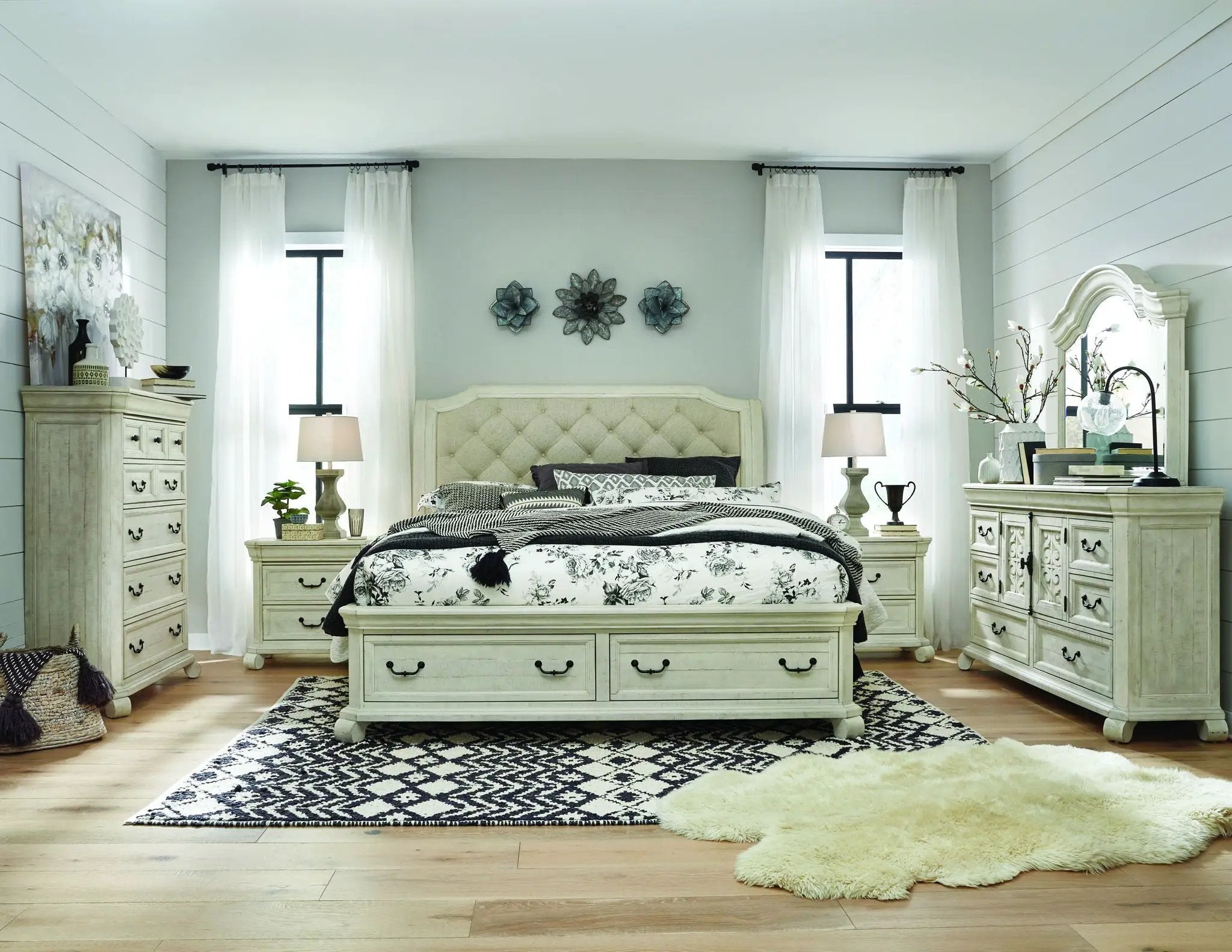 Bronwyn - Drawer Dresser With Shaped Mirror - Alabaster by Unique Piece Furniture