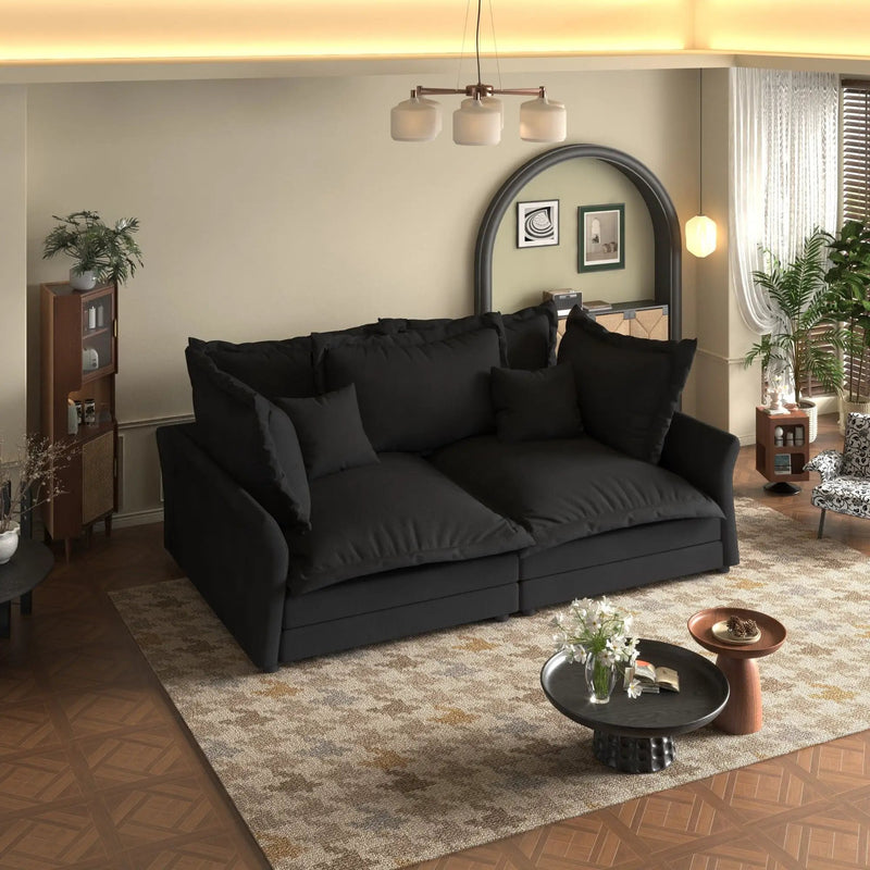 Modern Comfy Upholstered Sofa Cloud Couch, Deep Seat Couches With Multiple Large Soft Pillows by HouseOfZazla