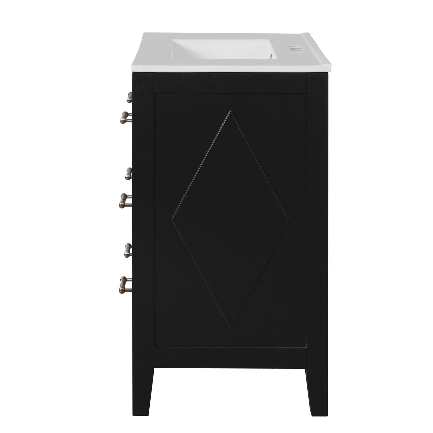 Retro Bathroom Vanity With Sink Combo, Free Standing Single Set With 3 Drawers by HouseOfZazla