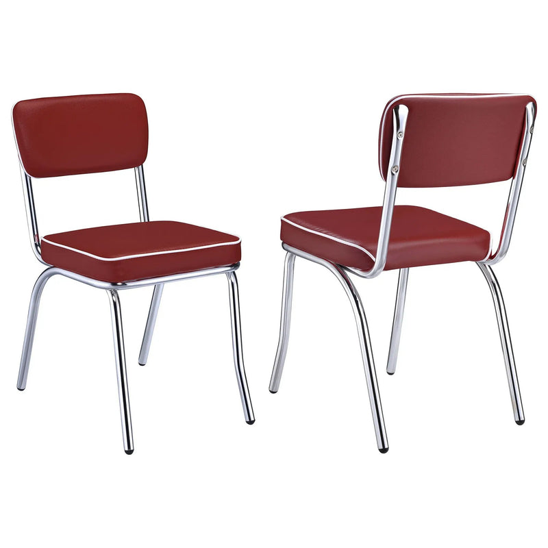Retro Upholstered Dining Side Chair Red (Set of 2) by Unique Piece Furniture