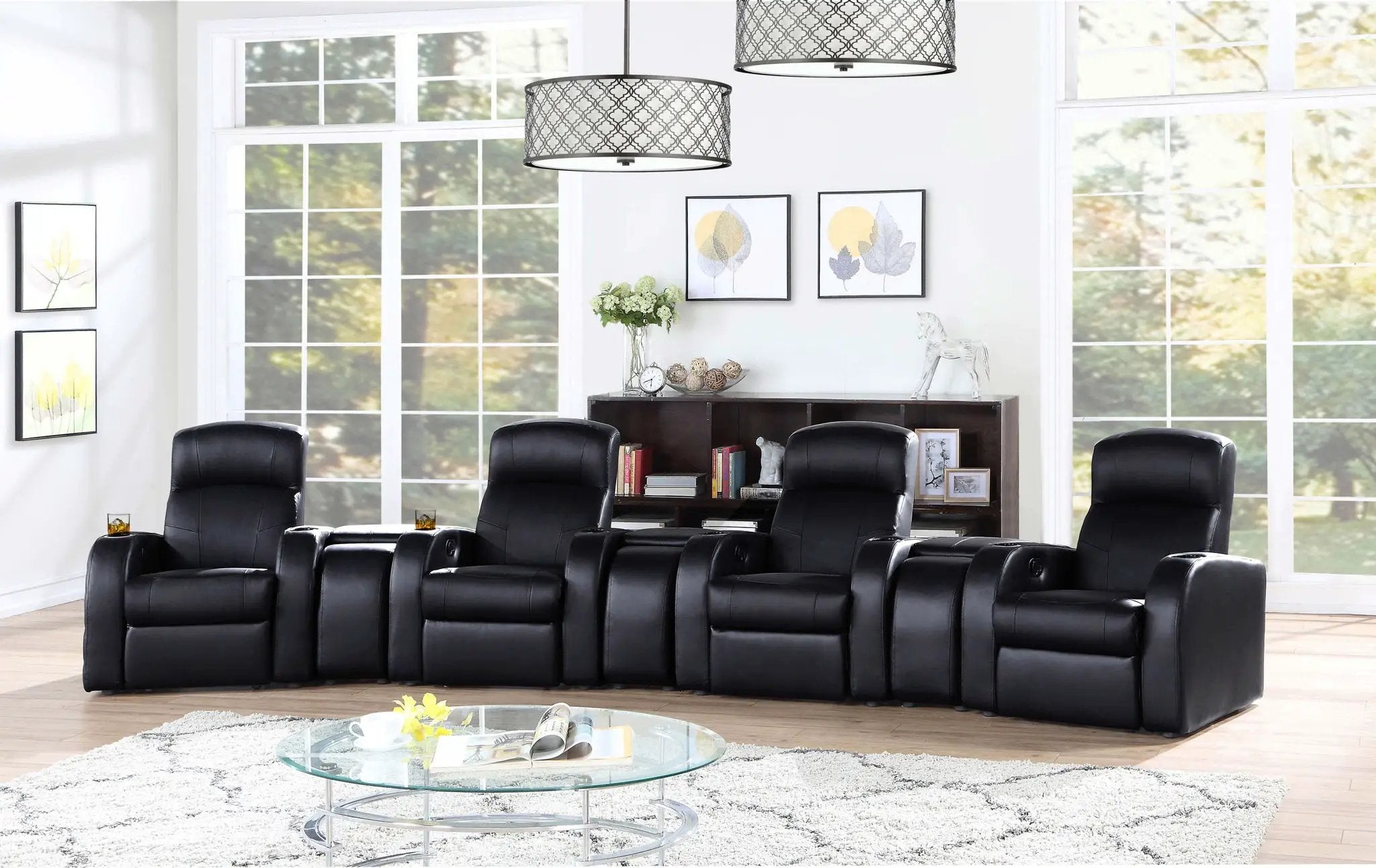Cyrus Upholstered Home Theater Storage Wedge Console Black by Unique Piece Furniture