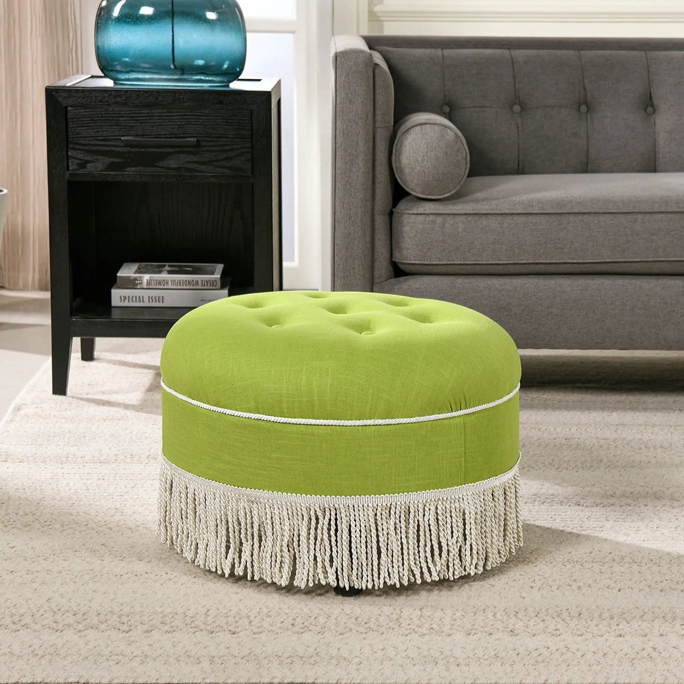 Yolanda - Round Upholstered Accent Ottoman by Unique Piece Furniture