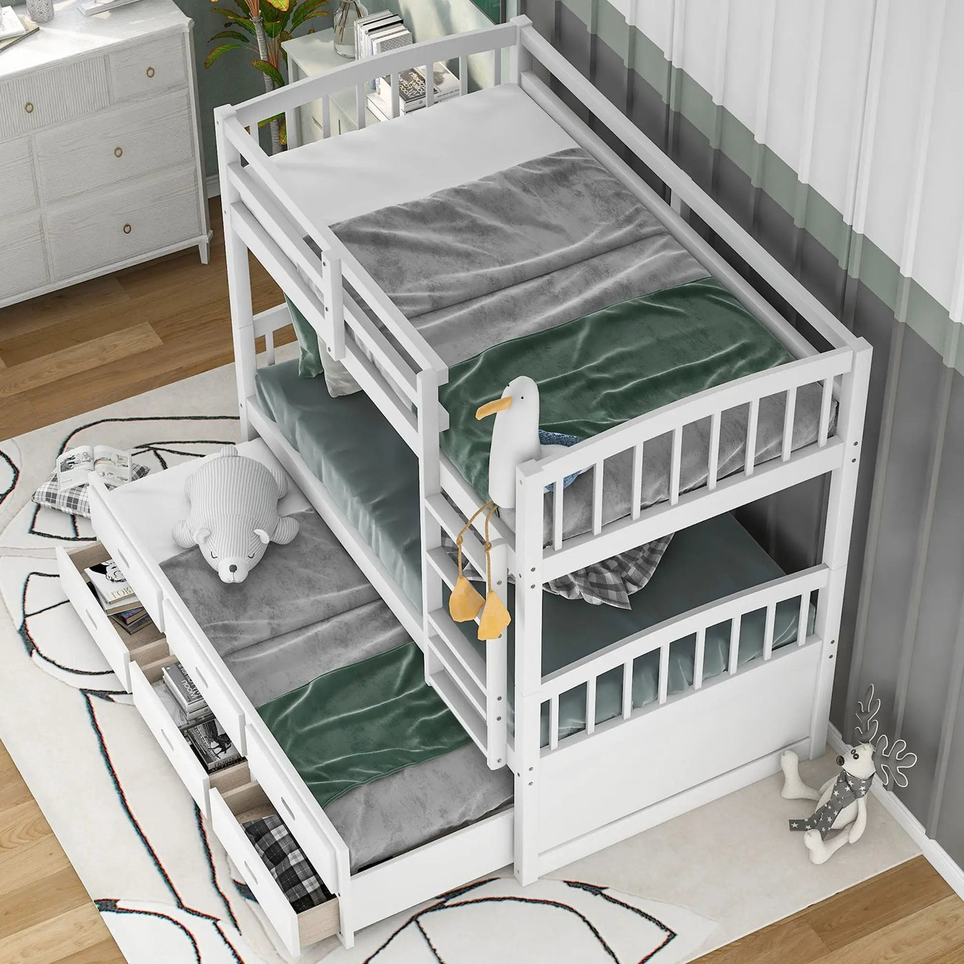 Bunk Bed With Trundle And Drawers, Arched Headboard And Footboard by Unique Piece Furniture