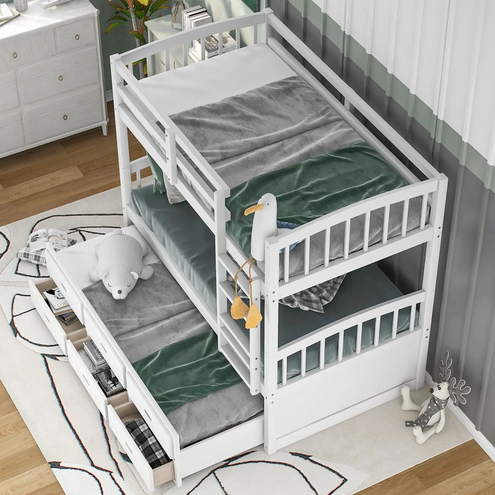 Bunk Bed With Trundle And Drawers, Arched Headboard And Footboard by Unique Piece Furniture