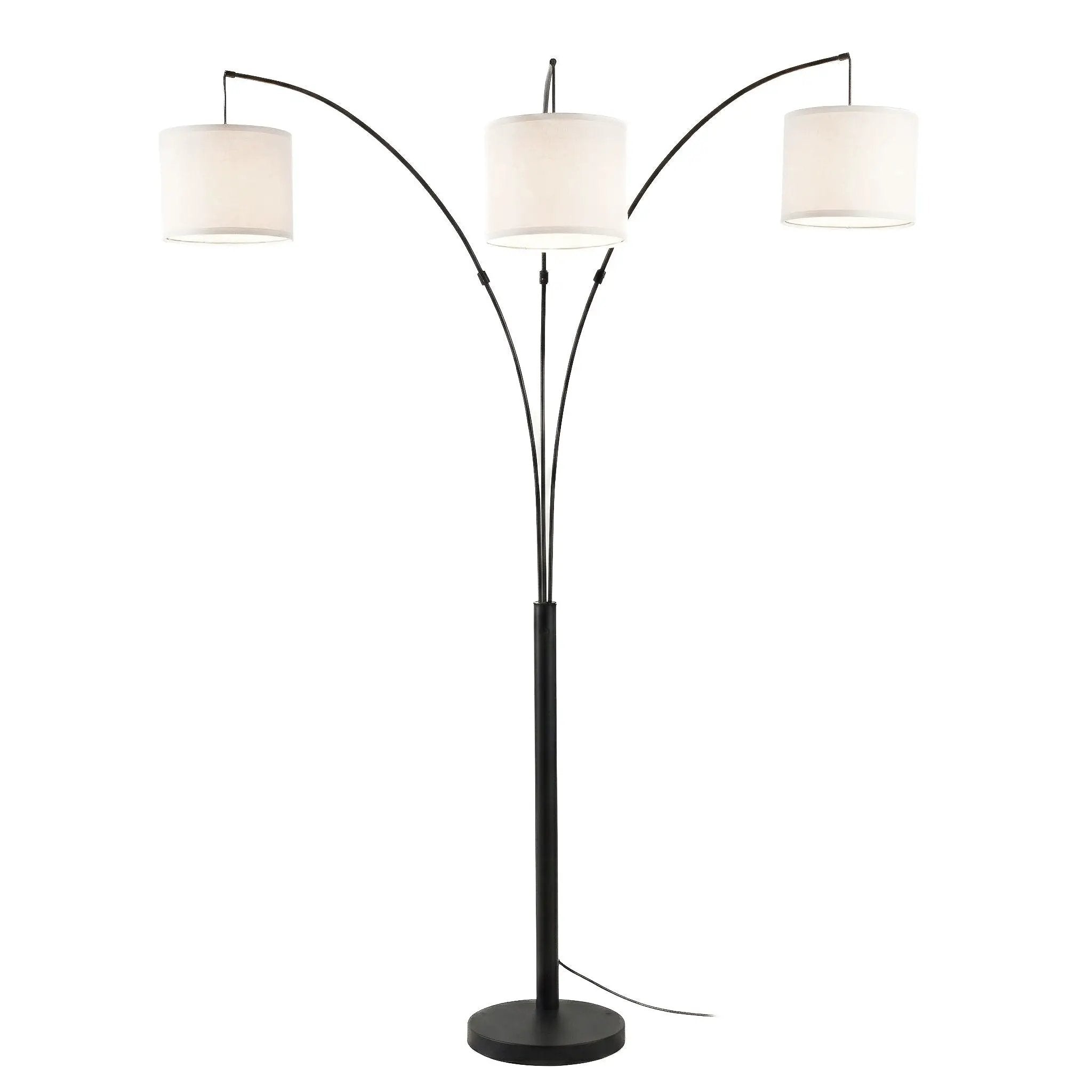 Royal - 3 Arm Arc Floor Lamp, Oil Rubbed Bonze With Linen Shade, 4 Way Rotary Switch - Oil-Rubbed Bronze by HouseOfZazla