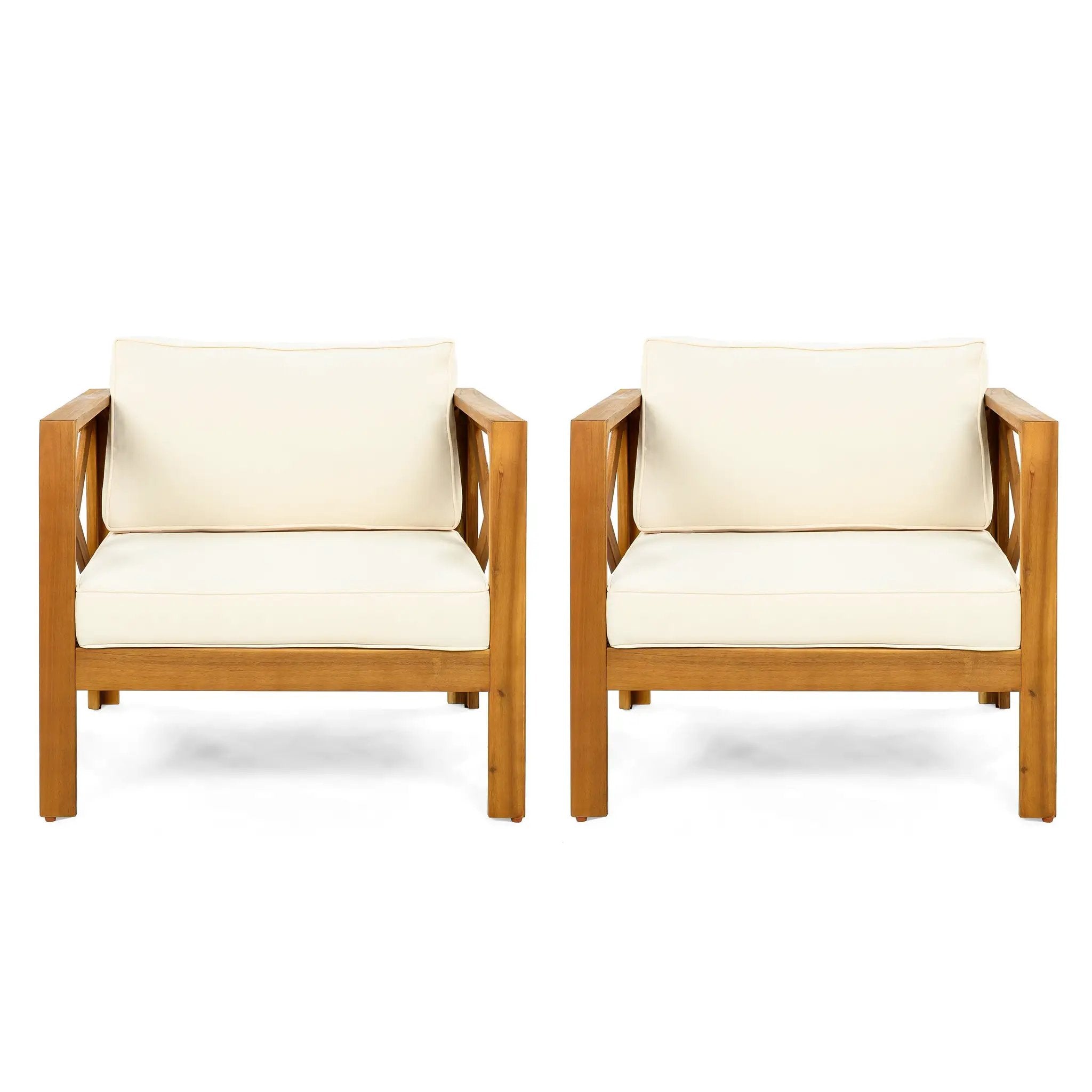 Patio Conversation Set with Foldable Acacia Wood Side Table and Cushions by HouseOfZazla