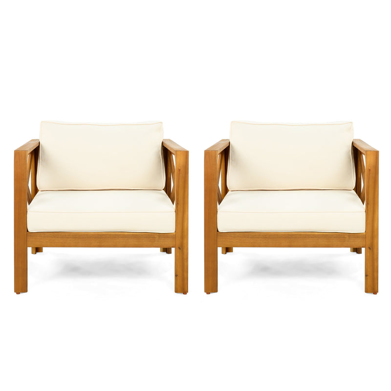 Patio Conversation Set with Acacia Wood Armchairs and End Table by HouseOfZazla