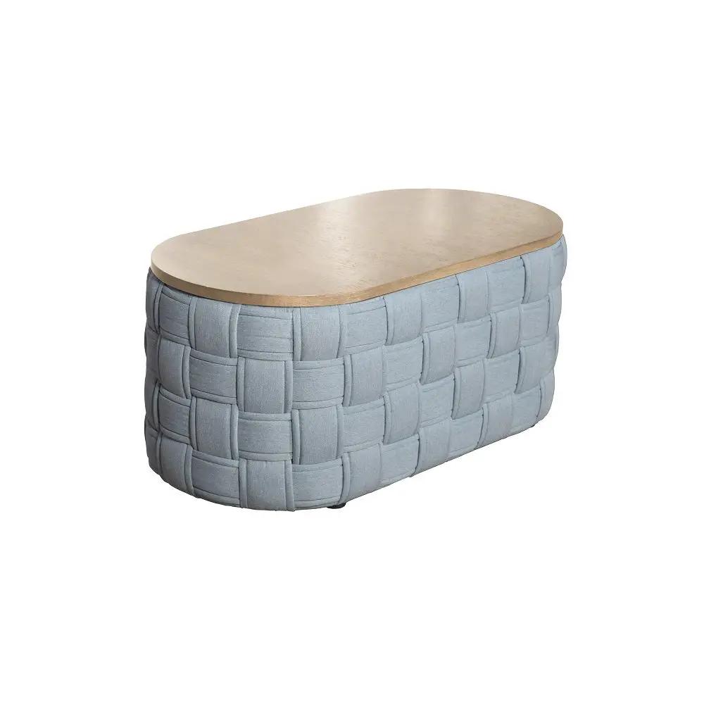 Saree - Coffee Table - Light Teal Chenille by Unique Piece Furniture