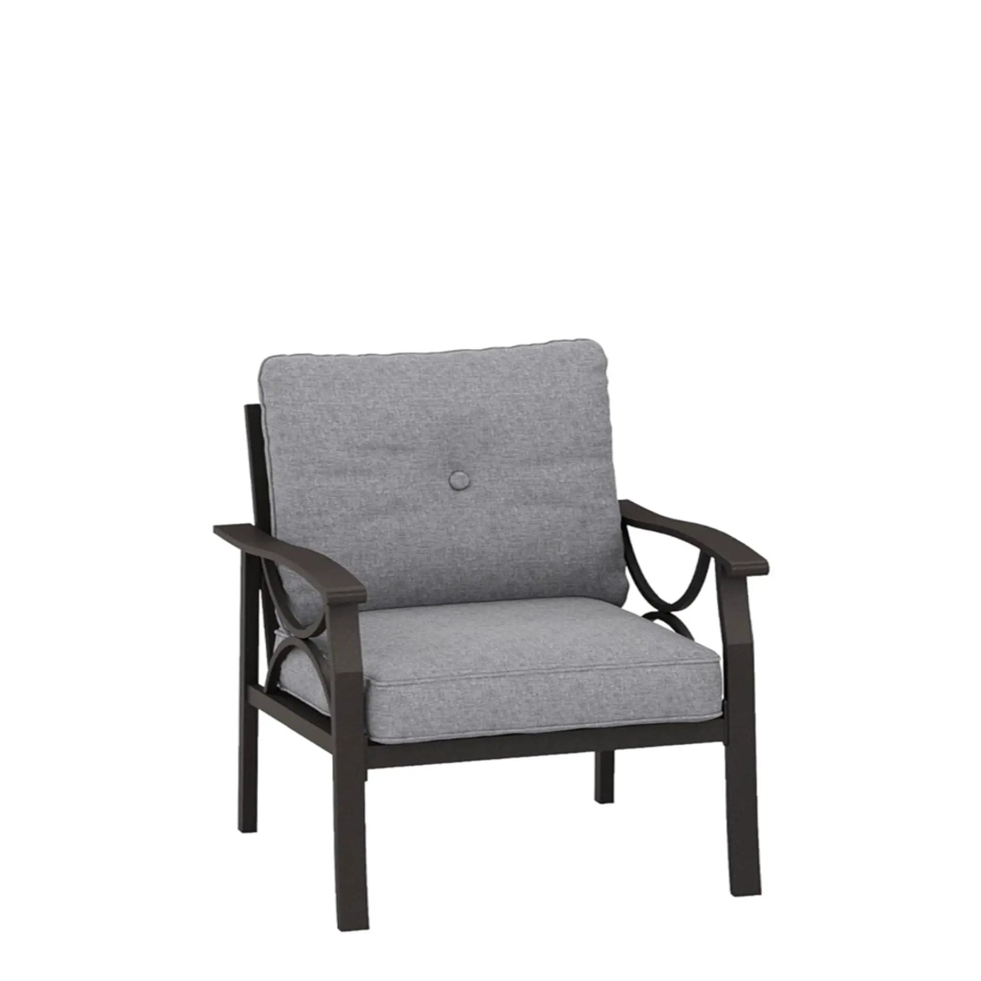 All Weather Armchairs With Cushions, Sculptural Design (Set of 2) - Gray / Khaki by HouseOfZazla