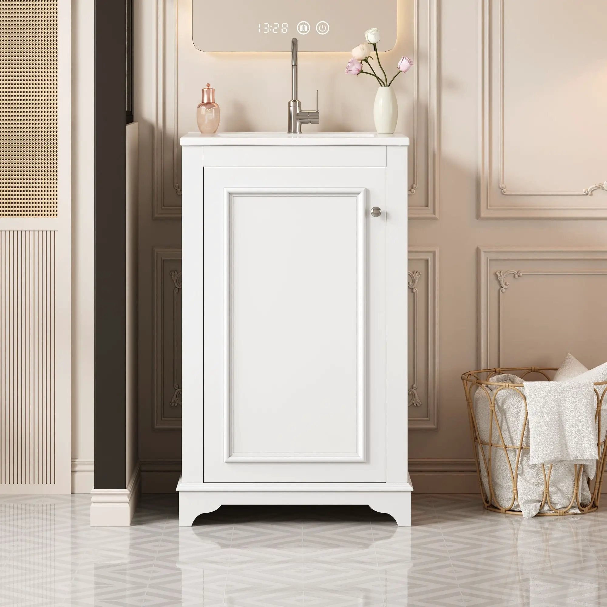 Bathroom Vanity With Sink, Freestanding Single Cabinet Set, Soft Close Door, Adjustable Shelf by Unique Piece Furniture