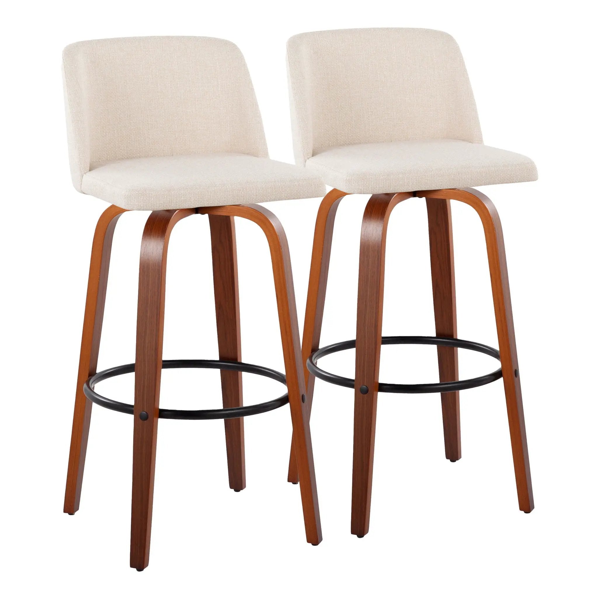 Toriano - Mid Century Modern Fixed Height Barstool Swivel And Round Footrest (Set of 2) by Unique Piece Furniture
