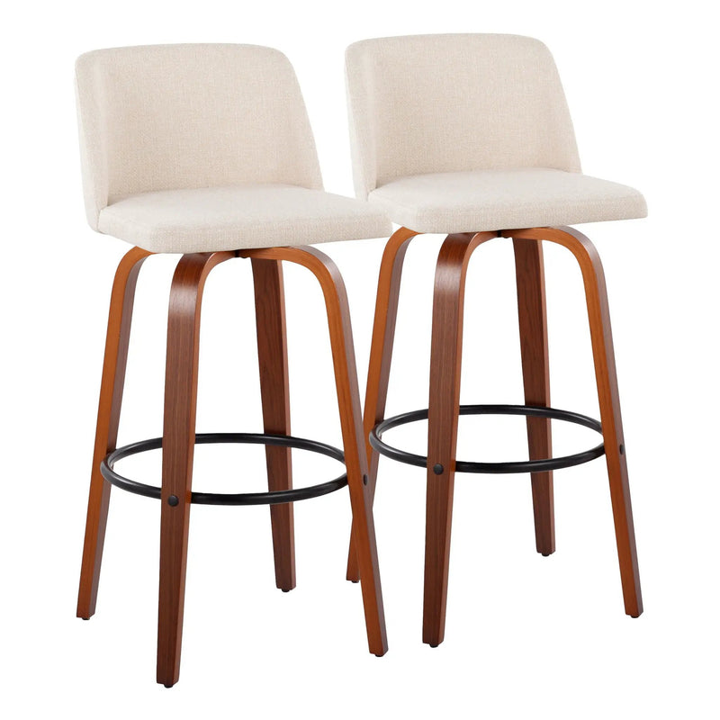 Toriano - Mid Century Modern Fixed Height Barstool Swivel And Round Footrest (Set of 2) by Unique Piece Furniture