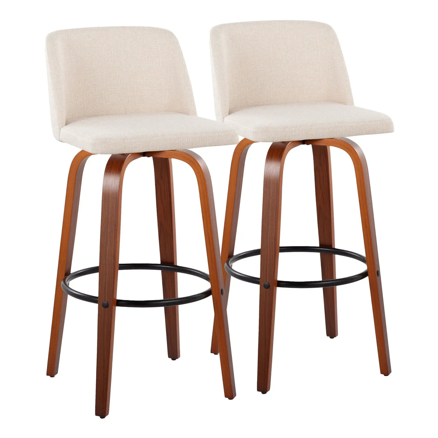 Toriano - Mid Century Modern Fixed Height Barstool Swivel And Round Footrest (Set of 2) by HouseOfZazla