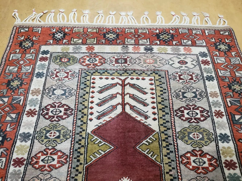 4x8 Turkish Rug - Turkish Oriental Carpet - Tribal Rug - Talesh Rug - Hand Knotted Wool Area Rug 4' 4" x 7' 6" Bedroom Rug Vintage by Jewel Rugs