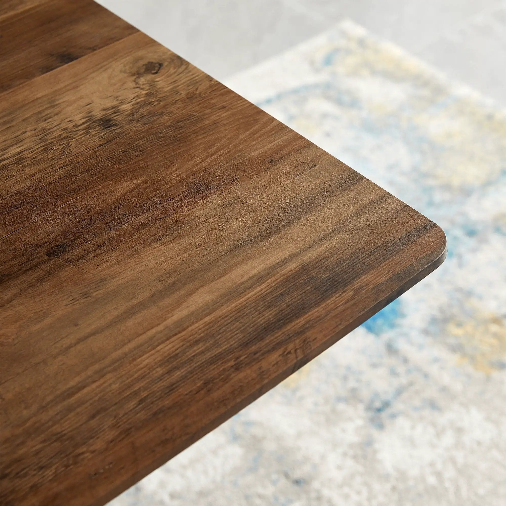 Modern Minimalist Style Dining Table MDF Wooden Top Metal Shelf Metal Heat Transfer Legs Leveling Feet For Dining Room Kitchen Office Table - Walnut / Black by HouseOfZazla