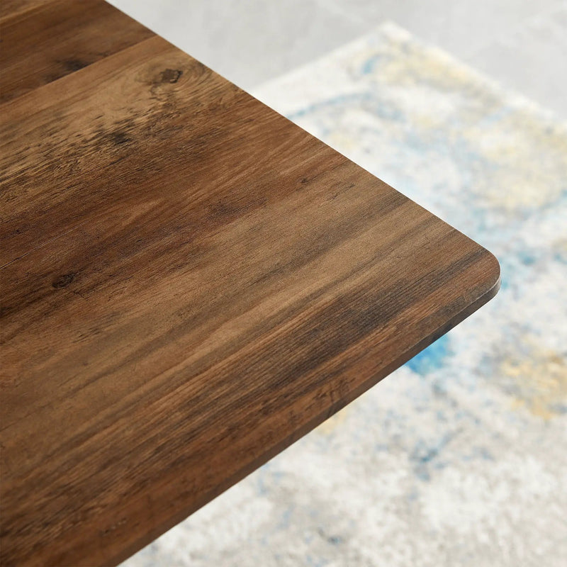 Modern Minimalist Style Dining Table MDF Wooden Top Metal Shelf Metal Heat Transfer Legs Leveling Feet For Dining Room Kitchen Office Table - Walnut / Black by HouseOfZazla