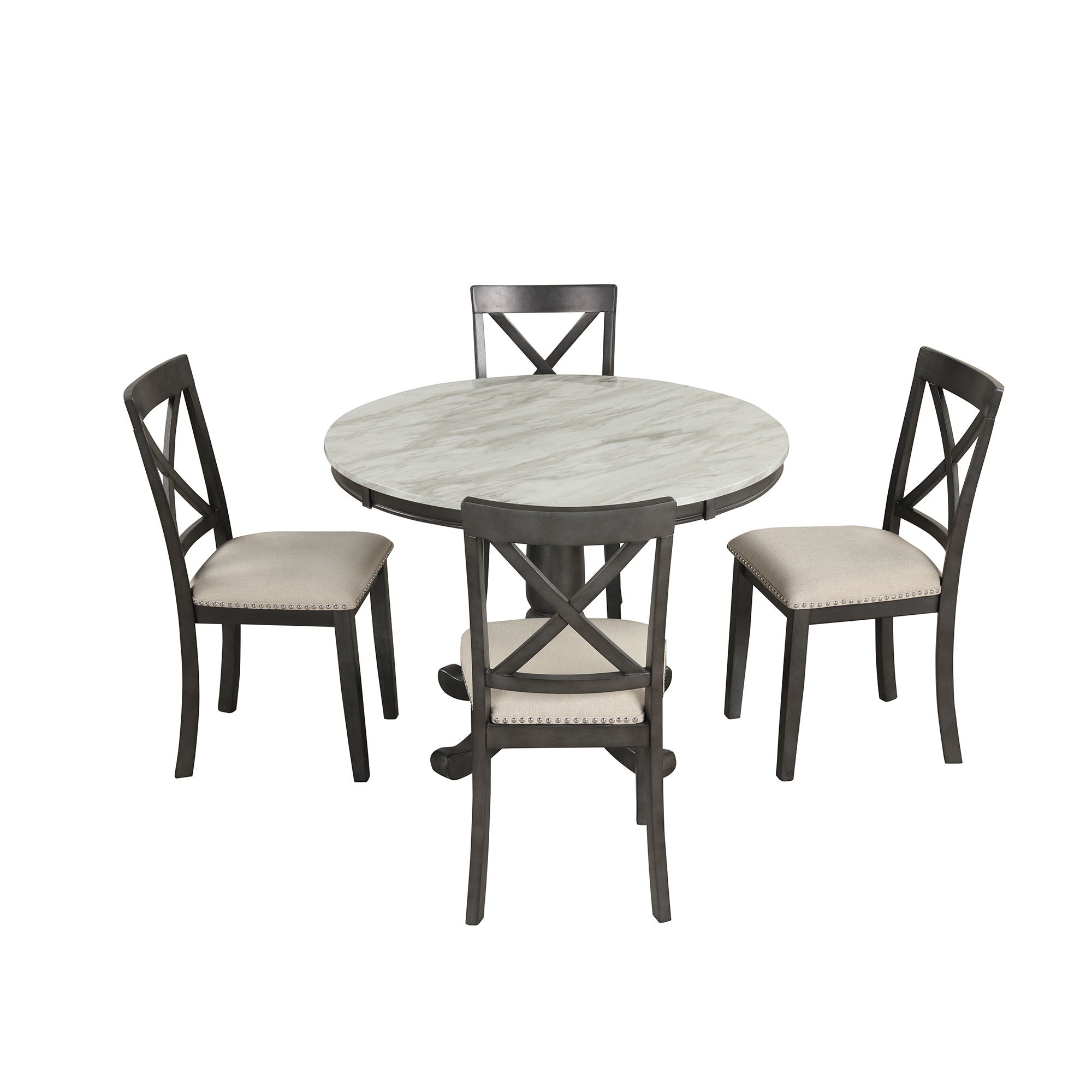 5 Pieces Dining Table And Chairs Set For 4 Persons, Kitchen Room Solid Wood Table With 4 Chairs by HouseOfZazla