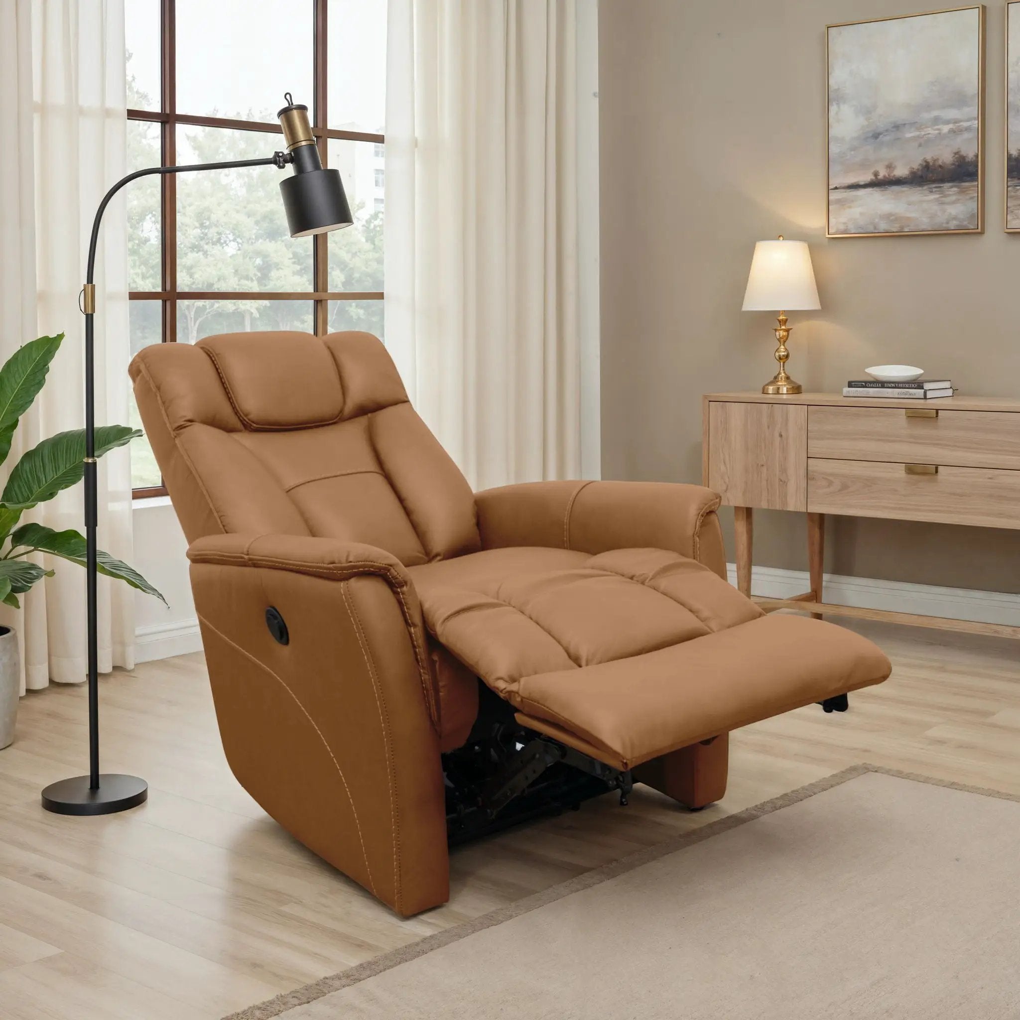 Oslo - Power Recliner With Manual Adjustable Headrest And Power Footrest - Brown by HouseOfZazla