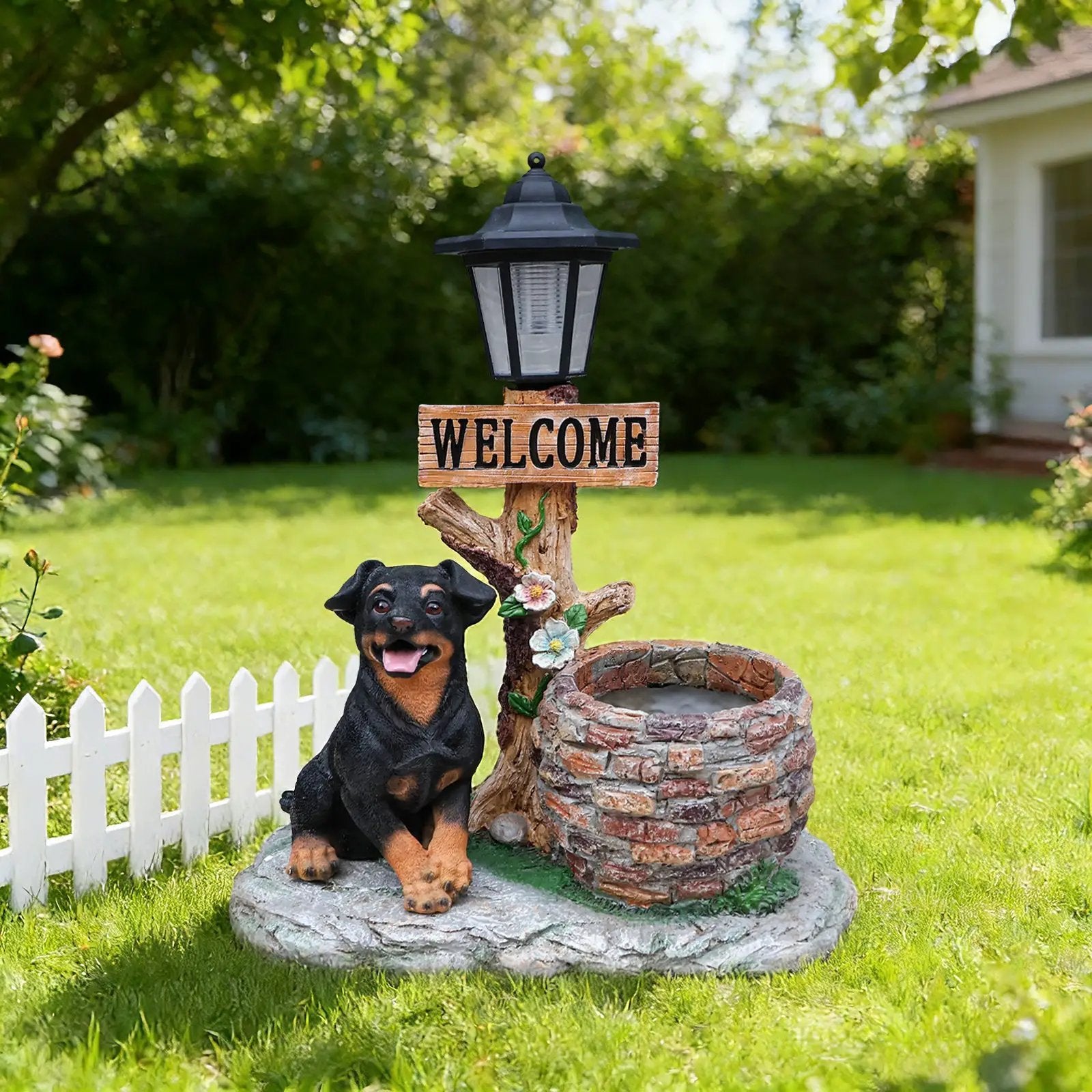 Puppy Dog Solar Planter Outdoor Statue by HouseOfZazla