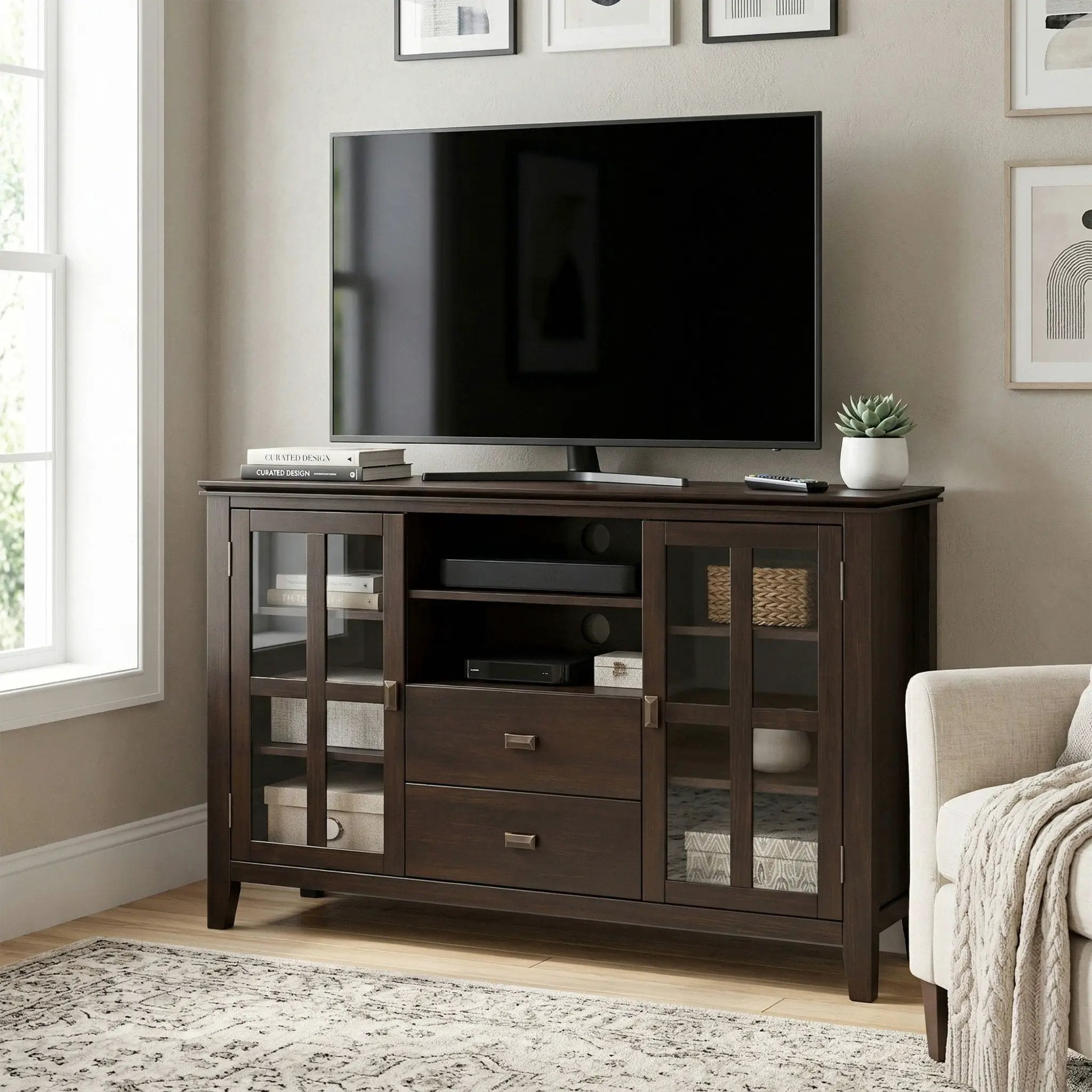 Artisan - Tall TV Media Stand - Dark Chestnut Brown by Unique Piece Furniture