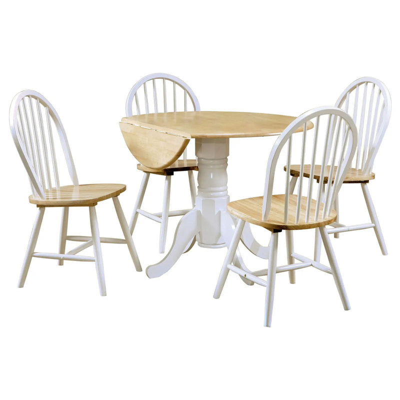 Allison 5-piece Round Drop Leaf Dining Table Set White by Unique Piece Furniture