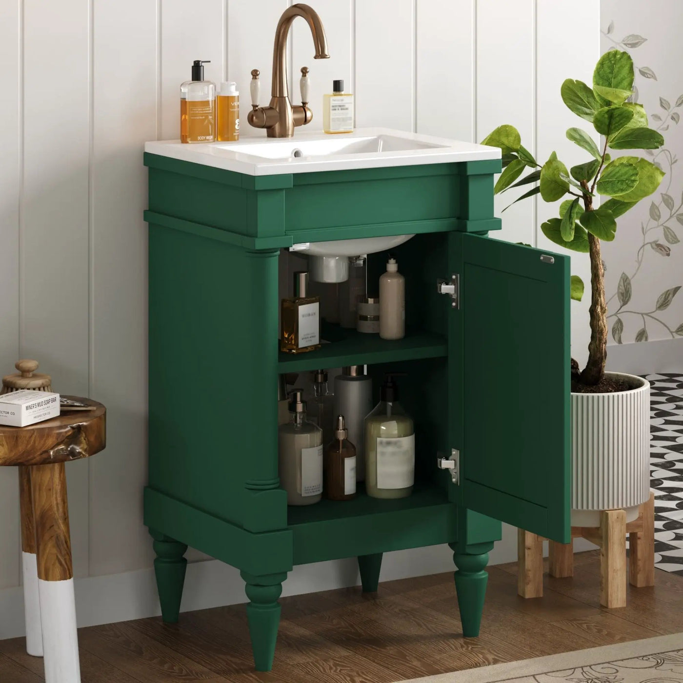 Bathroom Vanity With Sink, Storage Cabinet With Door, Drop In Sink, Compact Freestanding Design by Unique Piece Furniture