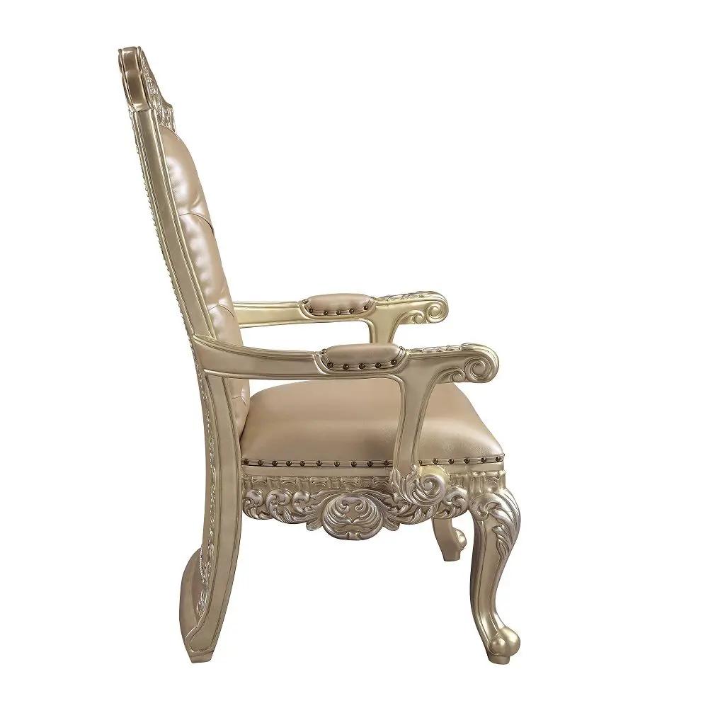 Vatican - Arm Chair (Set of 2) - Synthetic Leather & Champagne Silver by Unique Piece Furniture