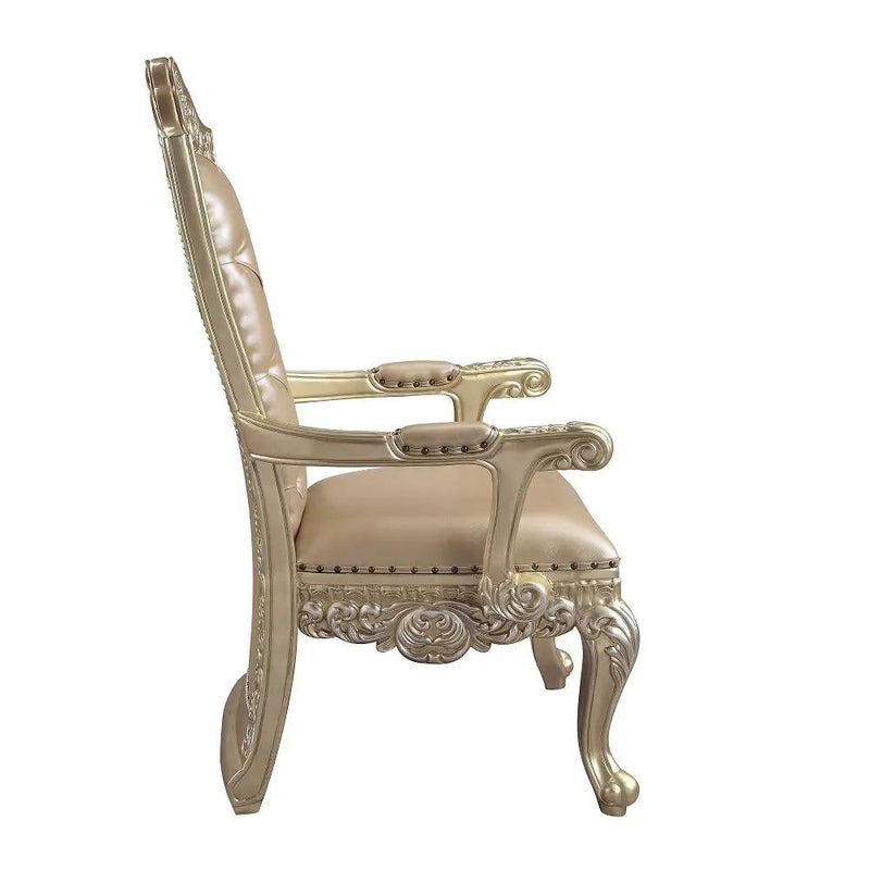 Vatican - Arm Chair (Set of 2) - Synthetic Leather & Champagne Silver by Unique Piece Furniture