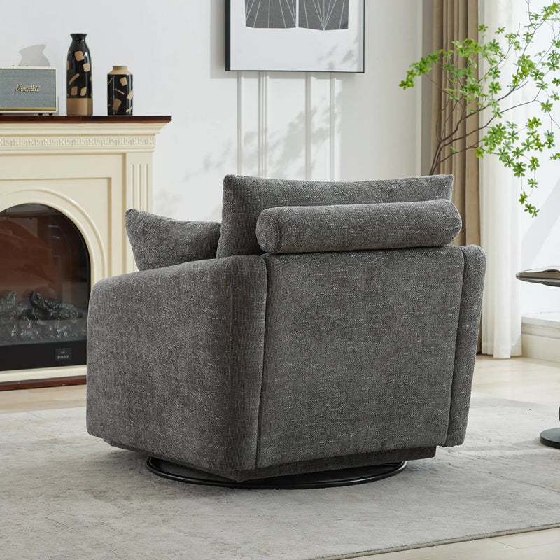 40.55"W Swivel Accent Chair With 2 Throw Pillows by HouseOfZazla