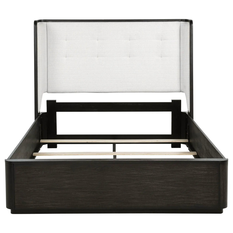 Leandro 55-inch Queen Wingback Bed Burnished Black by Unique Piece Furniture