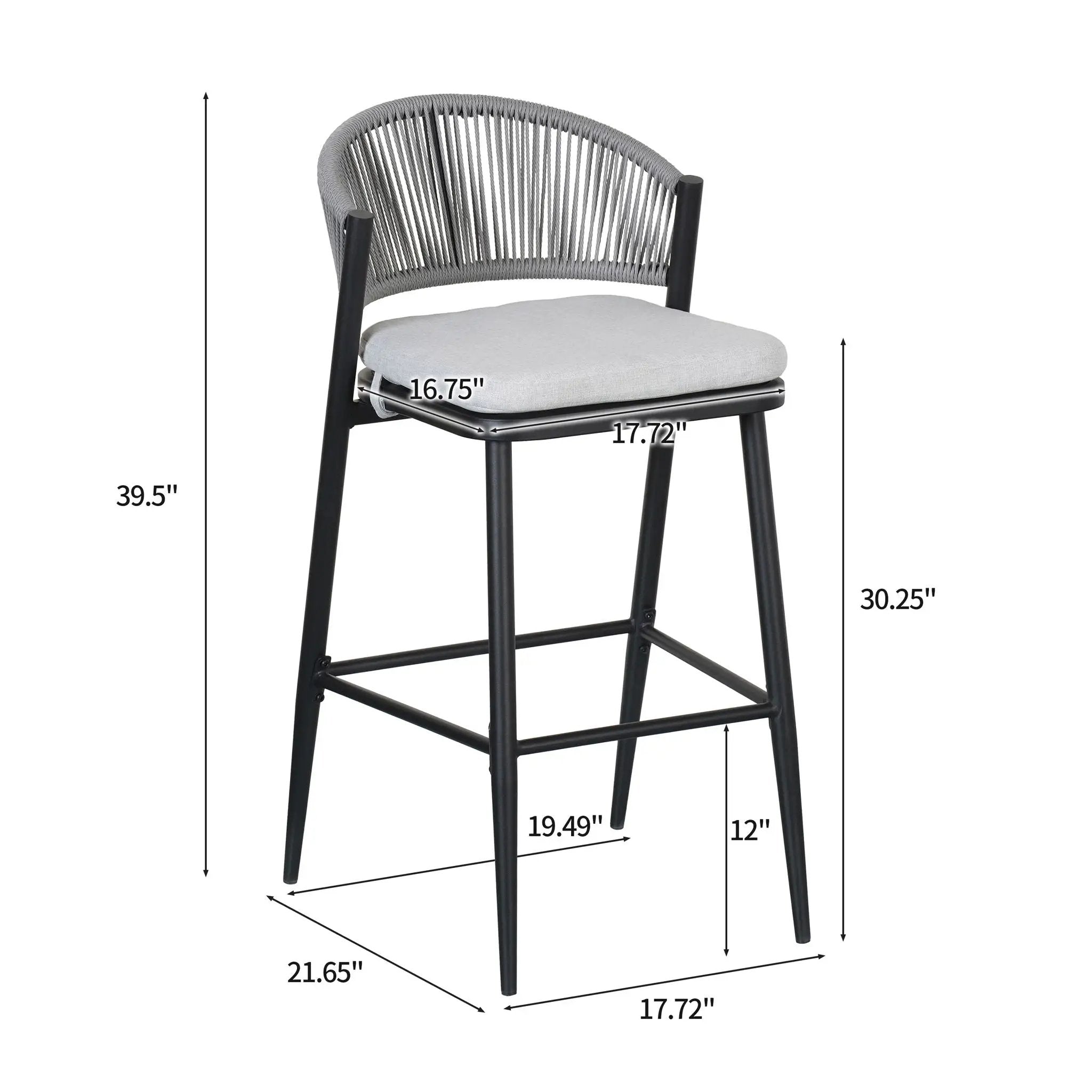 Outdoor Bar Height Metal Frame Counter Stools with Scallop-Shaped Backrest & Water-Resistant Cushions by HouseOfZazla