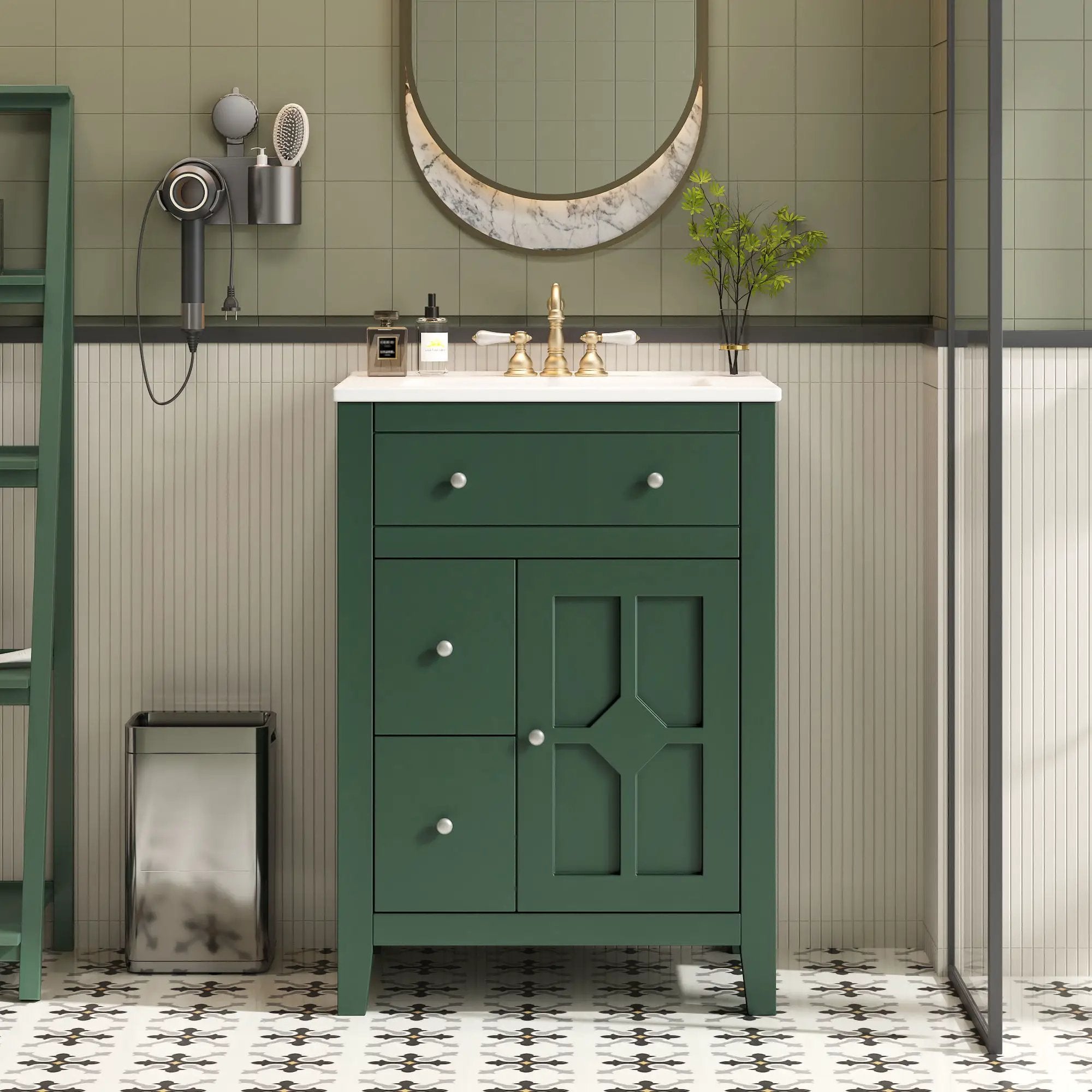 Bathroom Vanity With Basin, Rectangular Cabinet With 2 Drawers And Soft Closing Door by HouseOfZazla