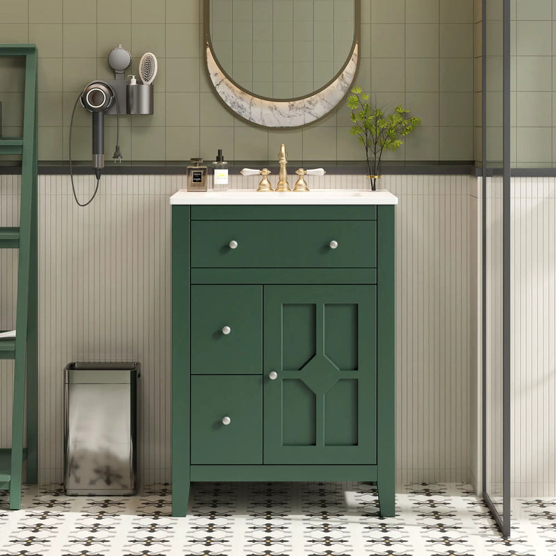 Bathroom Vanity With Basin, Rectangular Cabinet With 2 Drawers And Soft Closing Door by HouseOfZazla